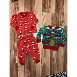 The Grinch Ugly Sweater Sara's Prints Santa Pajamas Baby 12 M Christmas Holiday